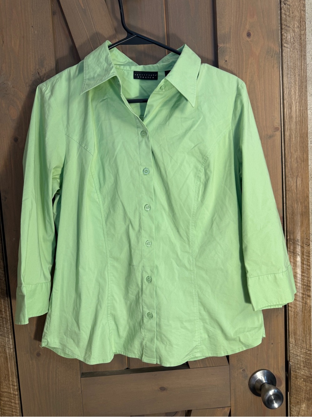 Apostrophe Mint Green Stretch Button-Up Shirt